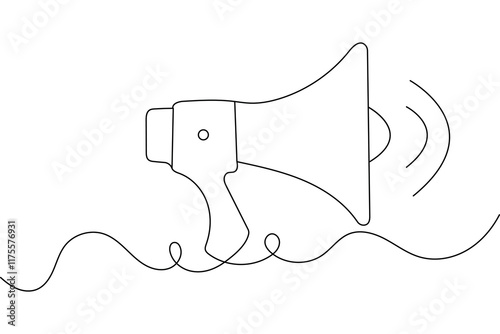 Continuous one line megaphone drawing of speaker horn vector icon
