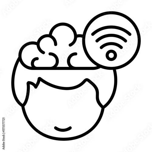 Wifi Human Mind Outline Style Icon