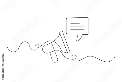 Continuous one line megaphone drawing of speaker horn vector icon
