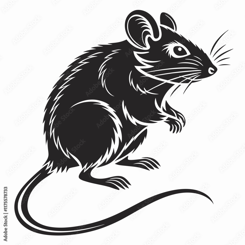 Obraz premium Mouse vector silhouette black design white background