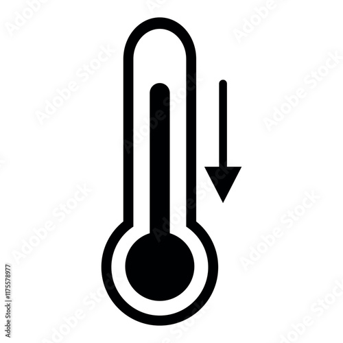 Low temperature icon vector, thermometer icon with down arrow showing low temperature flat trendy style illustration isolated on white background.