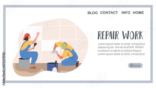 Renovation work, renovation, landing page, web design, website, website, background, vector, vector, design, illustration, hand drawn vector.