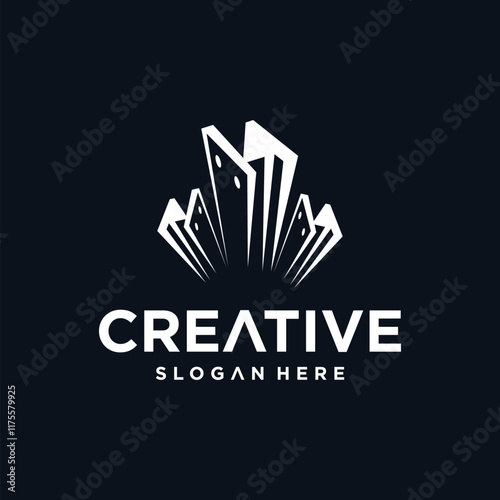 Vector steel logo design with future modern steel beam icon.