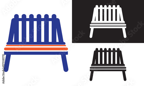 Beach chair vector, silhouette, line art illustration.