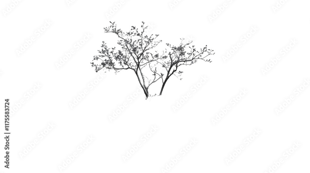 Obraz premium Grayish Black Bush Isolated Nature Flora Plant Branches Foliage Botanical Twig Sh