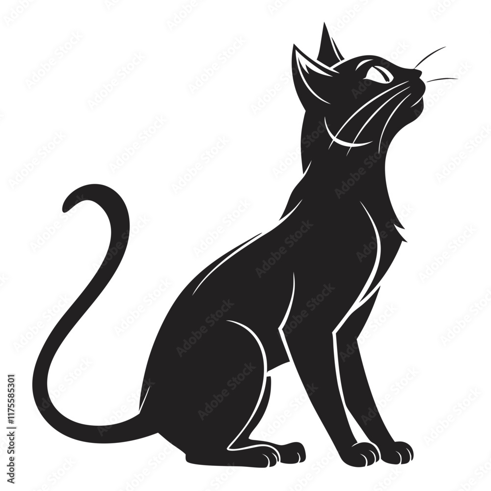 Obraz premium Cat vector silhouette black design white background