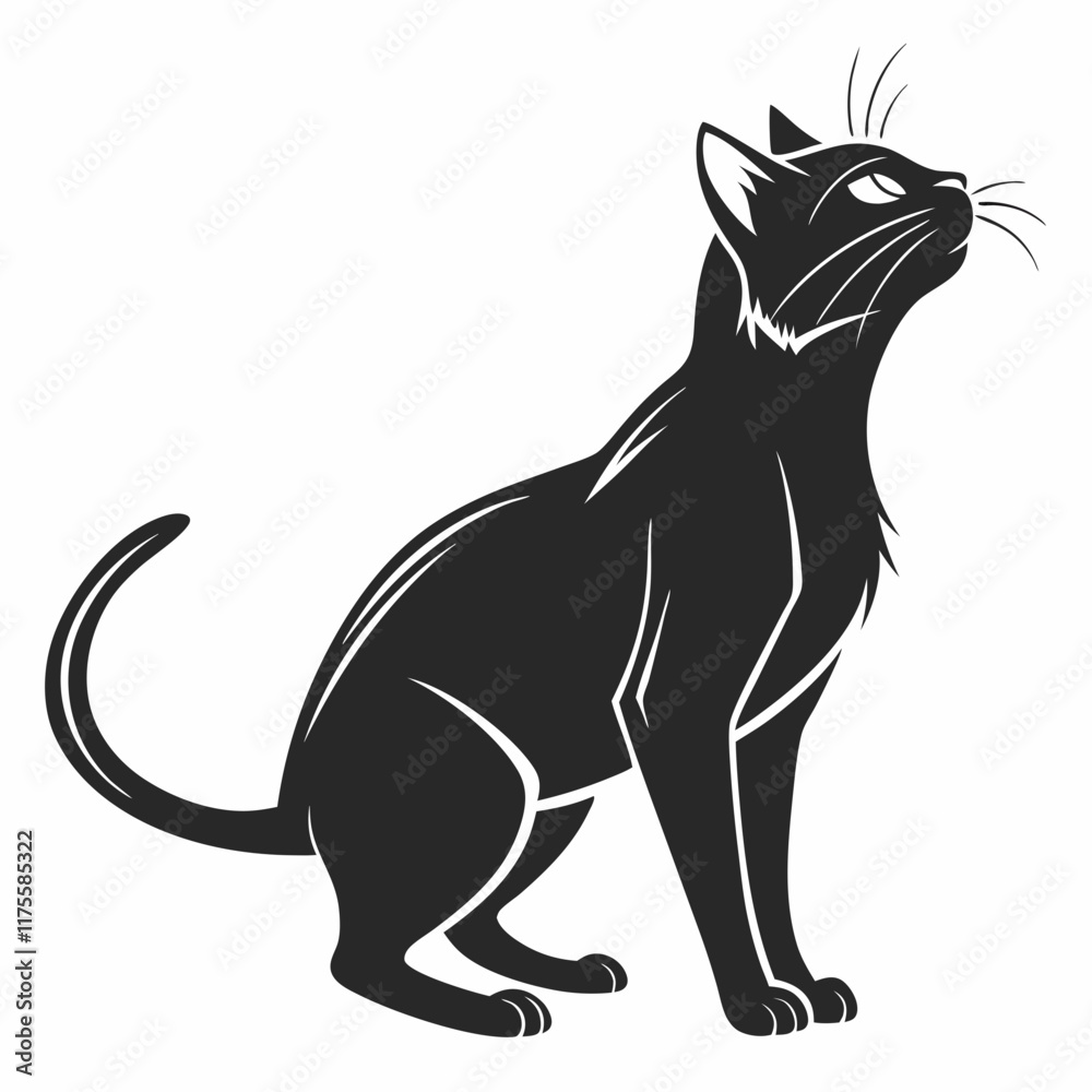 Obraz premium Cat vector silhouette black design white background