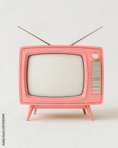Pink retro TV on a white background
