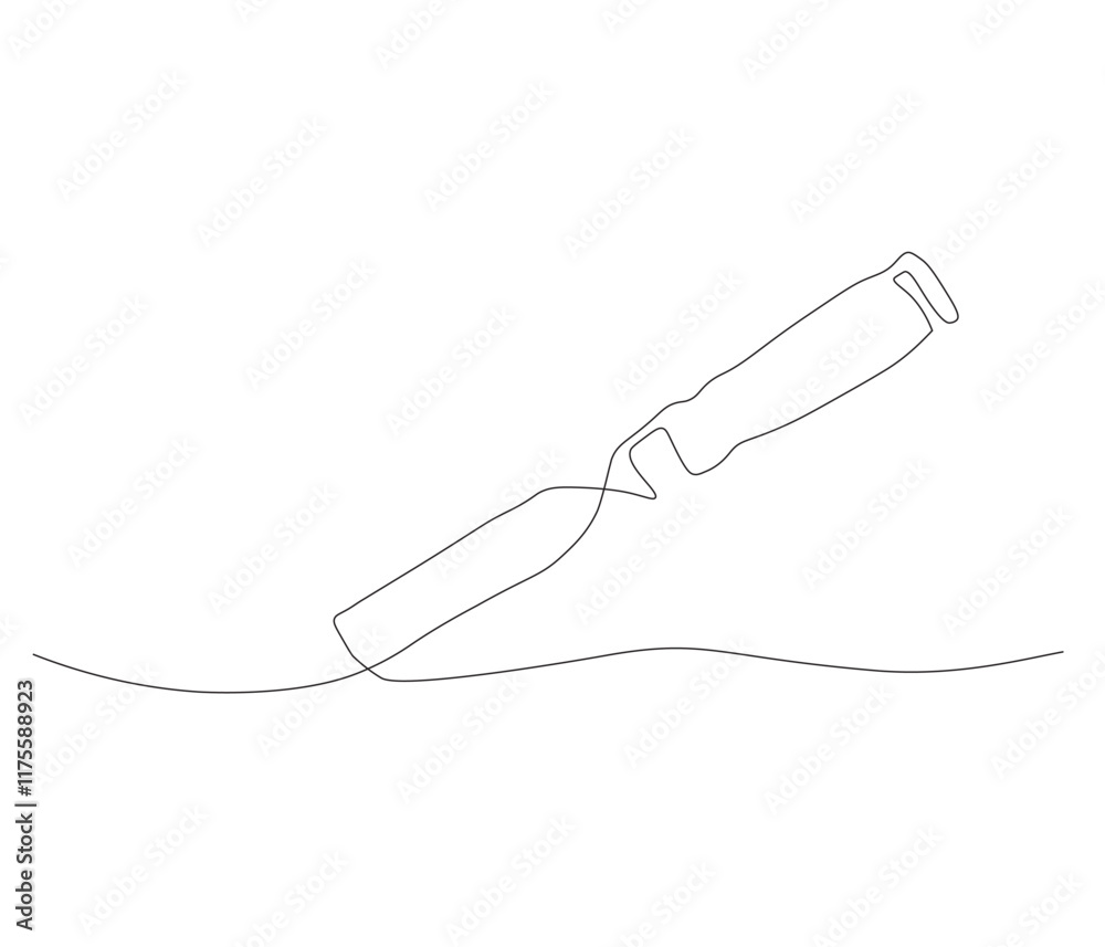 One continuous line drawing of chisel. Single line of chisel vector illustration One continuous line drawing of chisel. Single line of chisel vector illustration