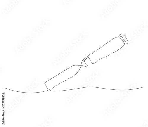 One continuous line drawing of chisel. Single line of chisel vector illustration