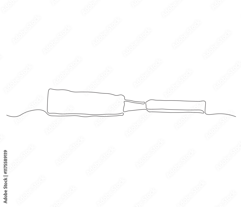 One continuous line drawing of chisel. Single line of chisel vector illustration One continuous line drawing of chisel. Single line of chisel vector illustration