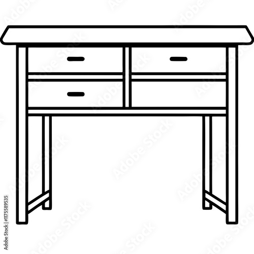 Office Desk Vector Line Art