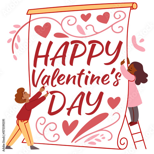 happy valentine day girl with a gift