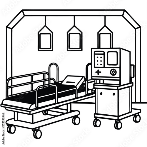 illustration of a hospital advanced equipment in high technology 