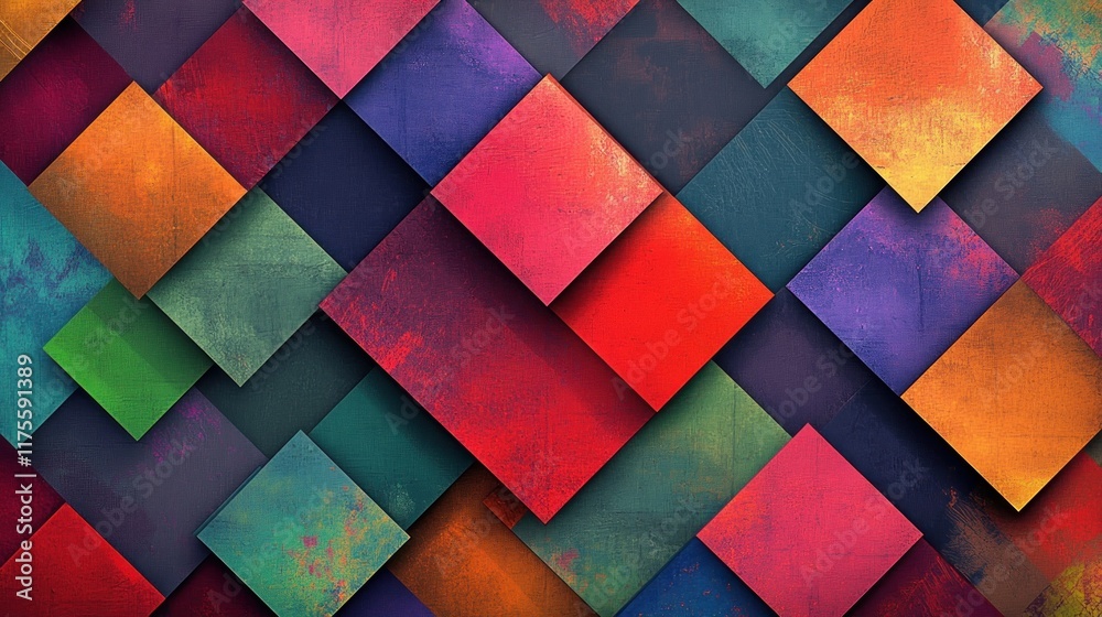 Fototapeta premium Abstract colorful textured square pattern background.