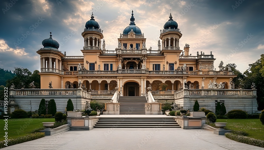 Obraz premium Magnificent Italian Villa, Historic Palace Architecture