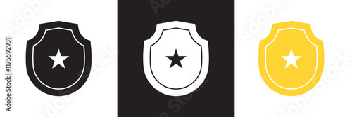 Award Shield Star vector. Shield star badge. Police Badge vector.  isolated on white and black background. vector illustration. EPS 10