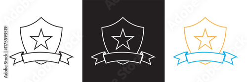 Award Shield Star vector. Shield star badge. Police Badge vector.  isolated on white and black background. vector illustration. EPS 10