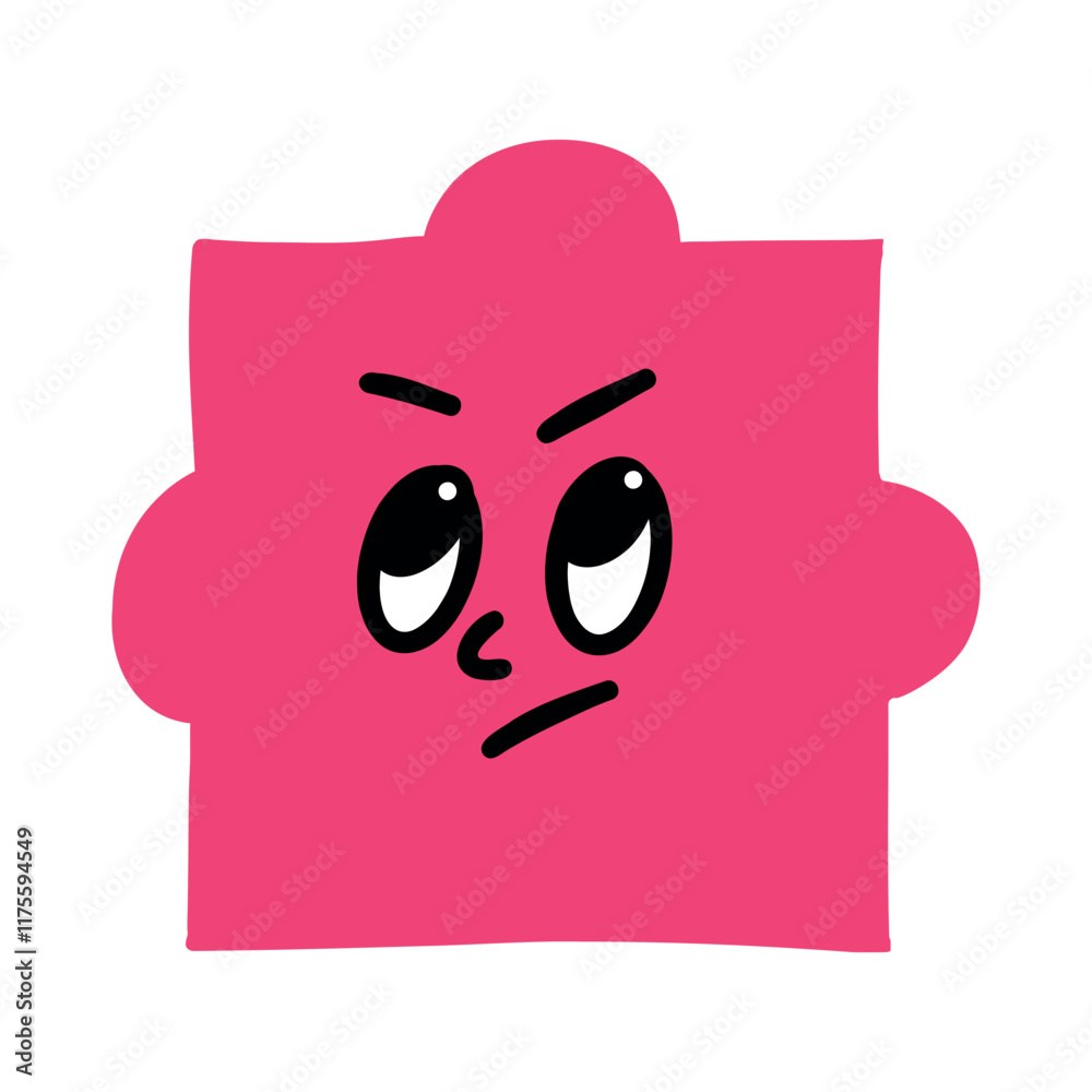 Fototapeta premium A single puzzle piece with a cartoon face. Perfect for projects related to feelings, emotions, sadness, loneliness, and puzzles.