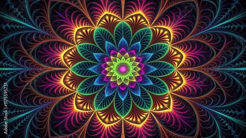 Vibrant and Colorful Abstract Floral Pattern in Digital Art