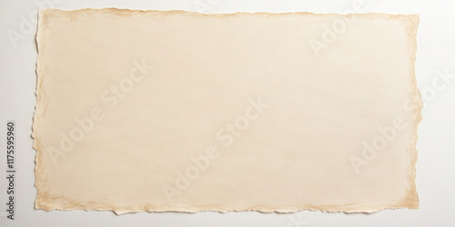 Minimalistic Light Beige Rectangle with Rounded Corners and Uneven Edges, Handcrafted Paper or Card Surface on Stark Contrast Background, Matte Finish Emphasizing Shape and Color