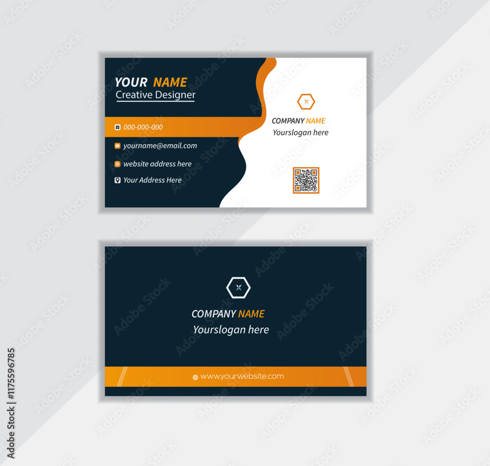 Double-sided creative business card vector design template. Business card for business and personal use. Vector illustration design. Horizontal layout, Print