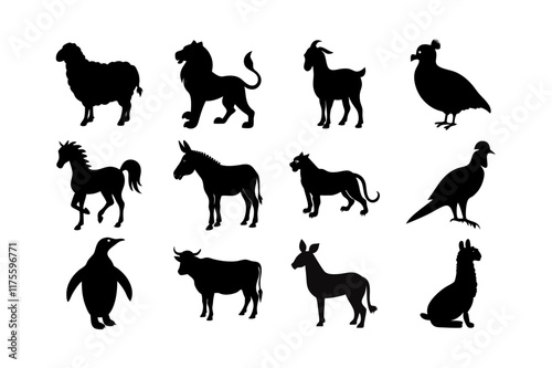 bundle of silhouette 12 animals  photo