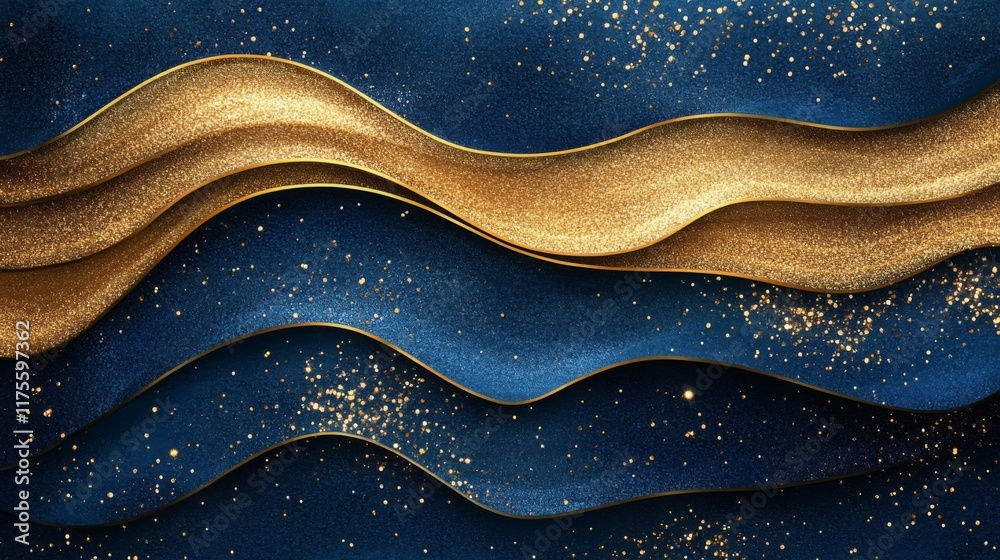 Abstract Waves in Gold and Blue Abstract Waves in Gold and Blue