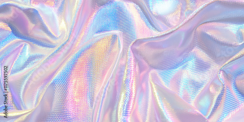 Mesmerizing Iridescent Fabric Close-Up for Textile Design Inspiration, Art Installations, and Fashion Photography, Dynamic Multi-Colored Swirling and Anamorphic Illusions Ideal for Creative Visual