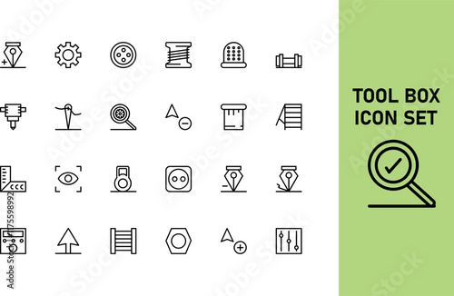 Set of 24 tools and tool box vector icons