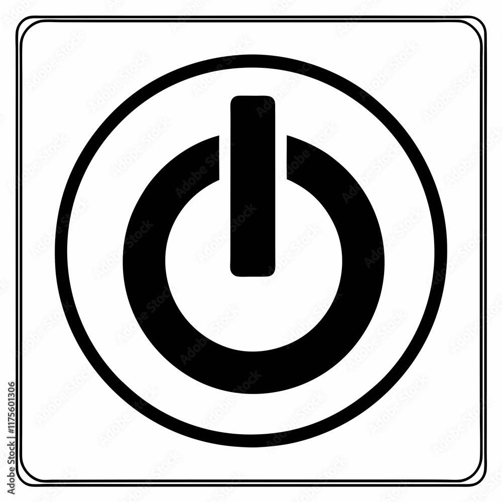 Power Button Black Silhouette Vector Power Button Black Silhouette Vector