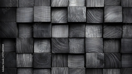 Fototapeta Naklejka Na Ścianę i Meble -  3D timber wood wall background with square block tile wallpaper soft texture