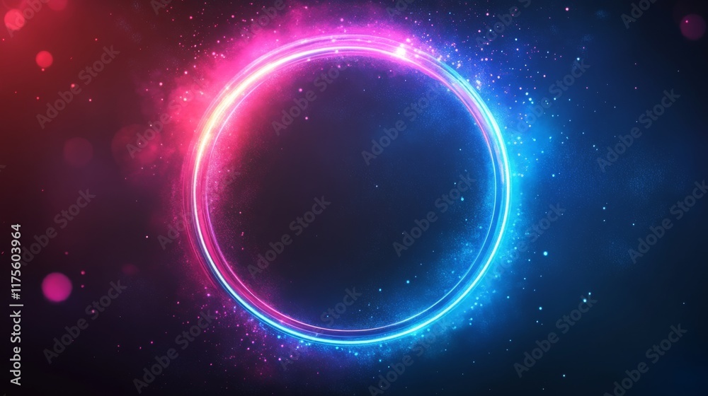 Fototapeta premium Circular Neon Light on Cosmic Background