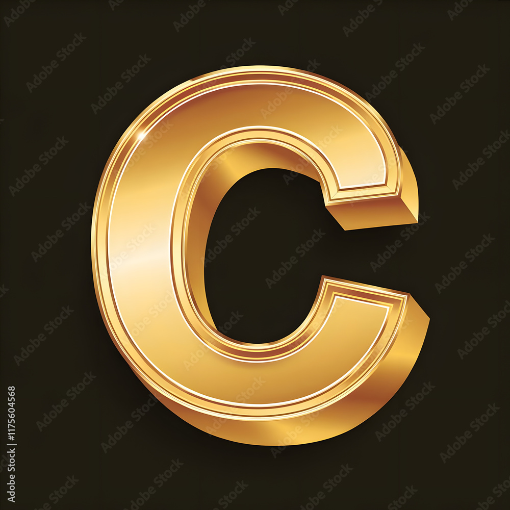 3d golden font letter c, Designing of Alphabet C golden color isolated on black background, AI-generated 3d golden font letter c, Designing of Alphabet C golden color isolated on black background, AI-generated
