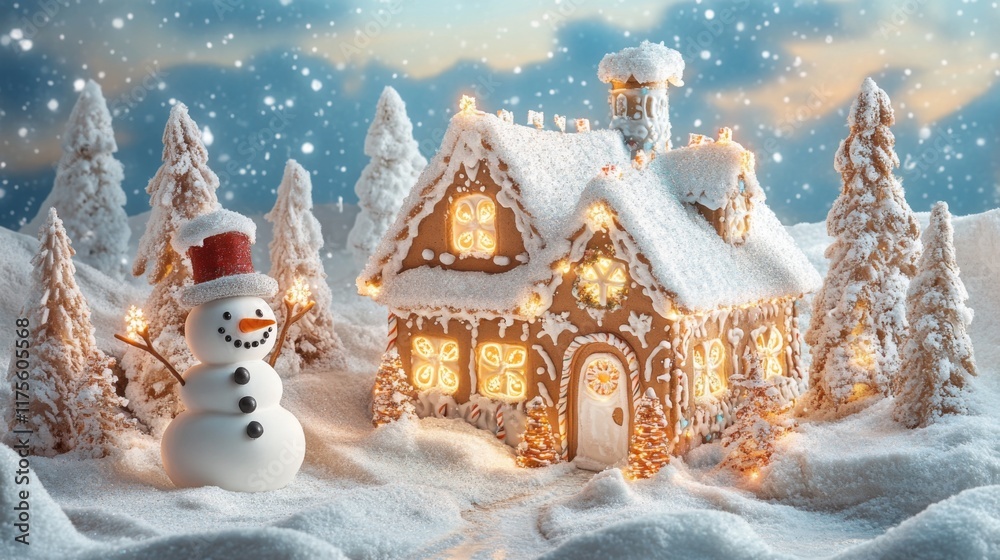 Fototapeta premium Snowy Gingerbread Fantasy