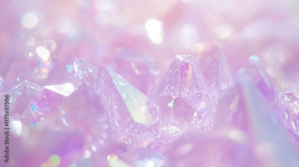 Close-up of iridescent pink crystals. Close-up of iridescent pink crystals.