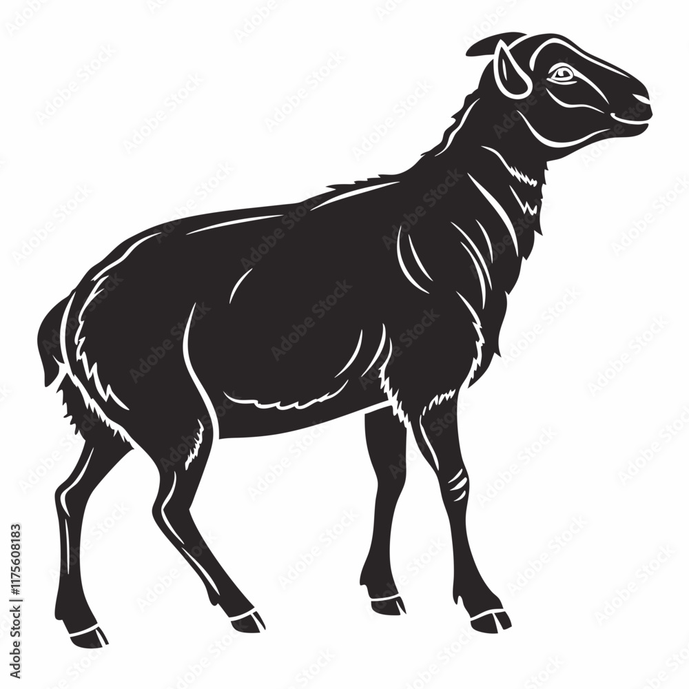 Sheep vector silhouette black design white background Sheep vector silhouette black design white background