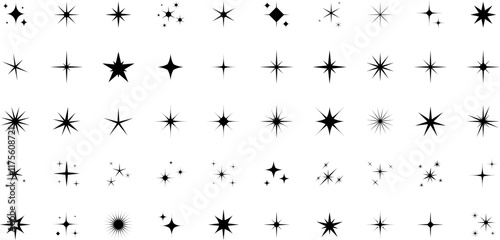 Star icons. Twinkling stars. Sparkles, shining burst. Vector symbols isolated