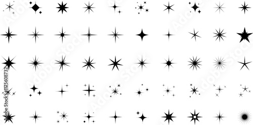 Star icons. Twinkling stars. Sparkles, shining burst. Vector symbols isolated