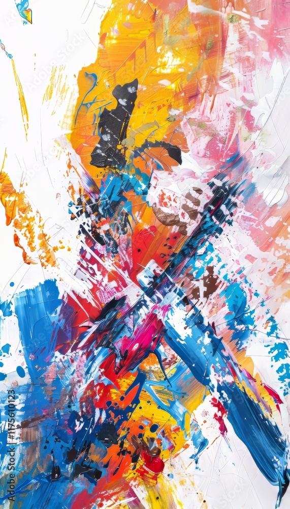 Fototapeta premium Vibrant artistic representation of a drama stage in bright colors against a simple background