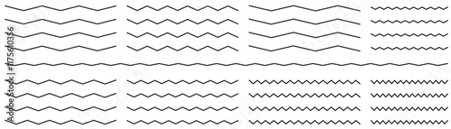 wavy zigzag pattern line illustration set on a white background, abstract vectors