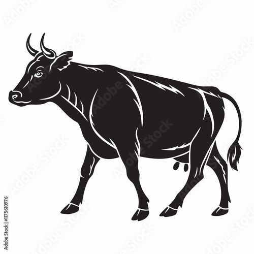 Cow vector silhouette black design white background