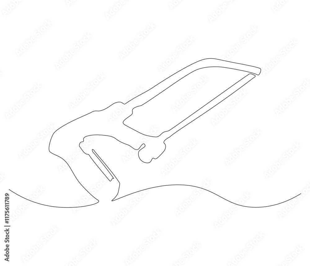 Obraz premium One continuous line drawing of saw . Single line of saw vector illustration