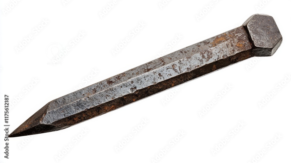 Rusty Metal Spike Isolated on White Background. Rusty Metal Spike Isolated on White Background.