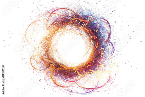 Vibrant Catherine wheels igniting and spinning with colorful sparks isolated on transparent background