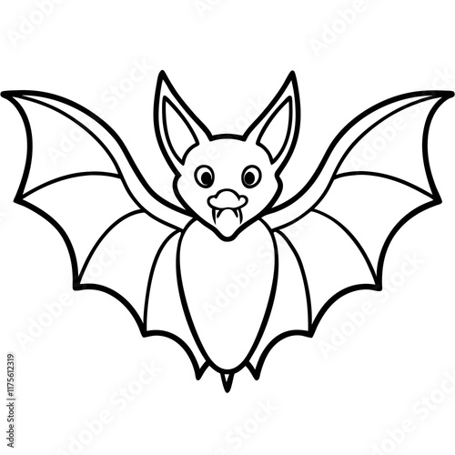 Cute  Line Art Bat Silhouette Black Vector Illustration