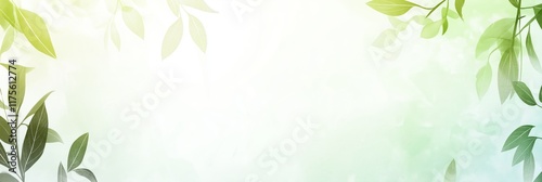 A gentle abstract background featuring soft green leaves with a light gradient, providing ample copy space