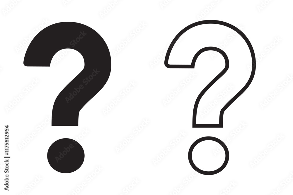 question mark icon set vector in two styles isolated on white background question mark icon set vector in two styles isolated on white background