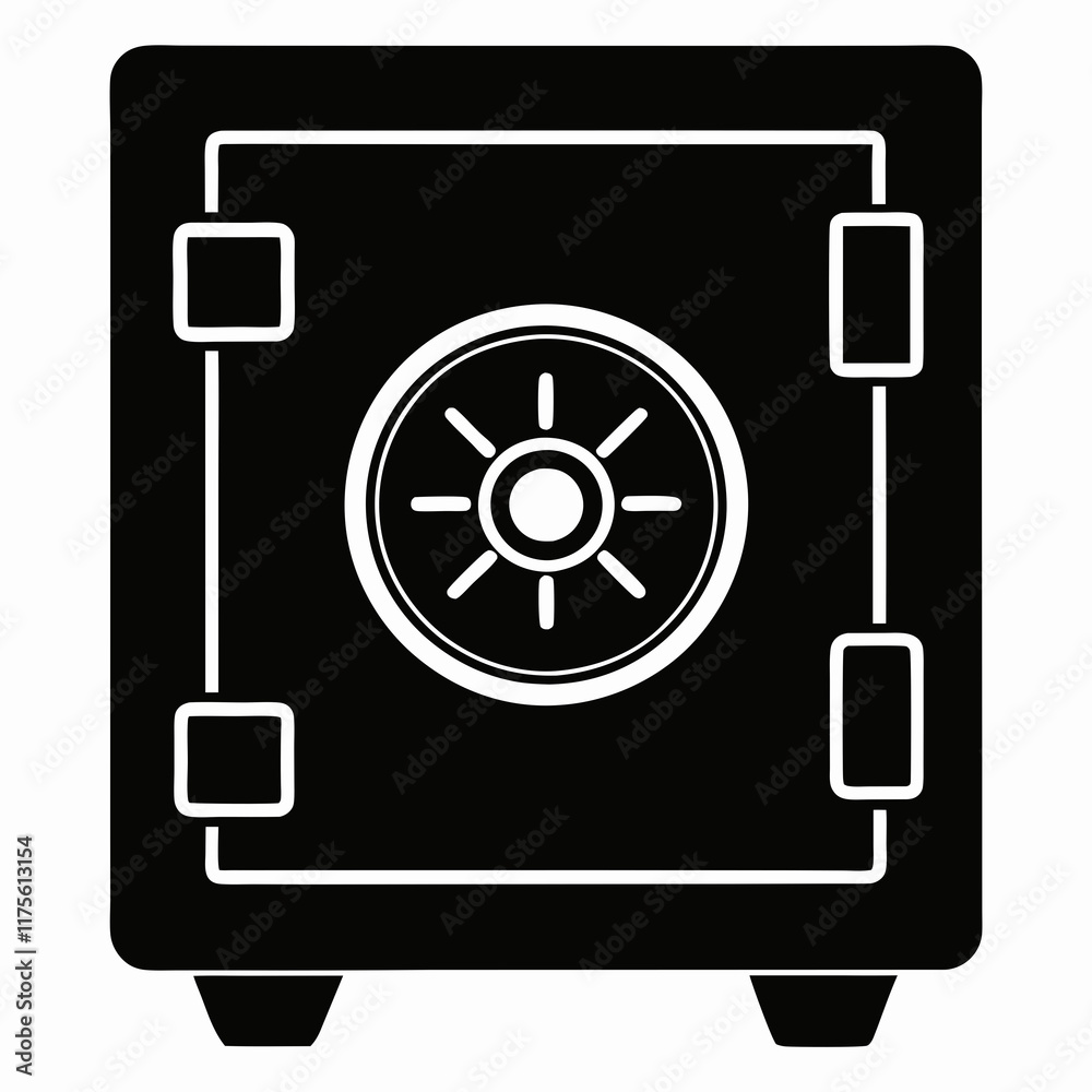 Safe Vault Black Silhouette Vector Safe Vault Black Silhouette Vector