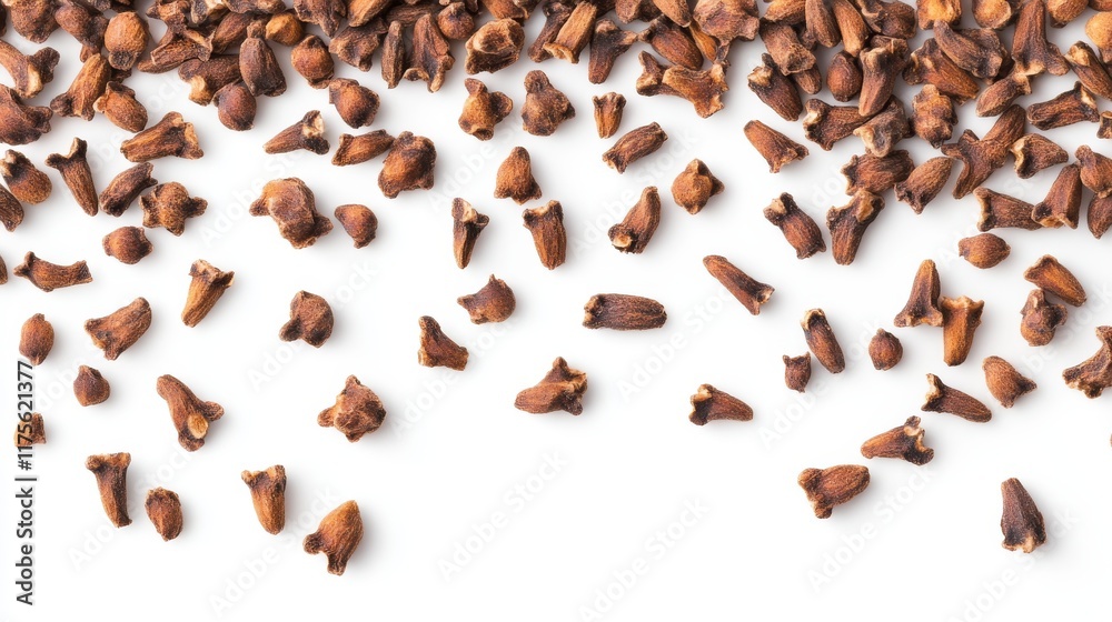 Dry cloves isolated on a white background, perfect for culinary and spices-themed digital projects, cooking illustrations, and aromatic spice visuals Dry cloves isolated on a white background, perfect for culinary and spices-themed digital projects, cooking illustrations, and aromatic spice visuals